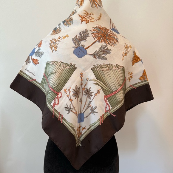 Authentic Hermes Floral Silk Scarf with Botanical Print - Picture 9 of 12